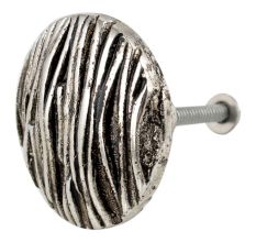 Round Bark Shape Antique Silver Aluminium Dresser Knob